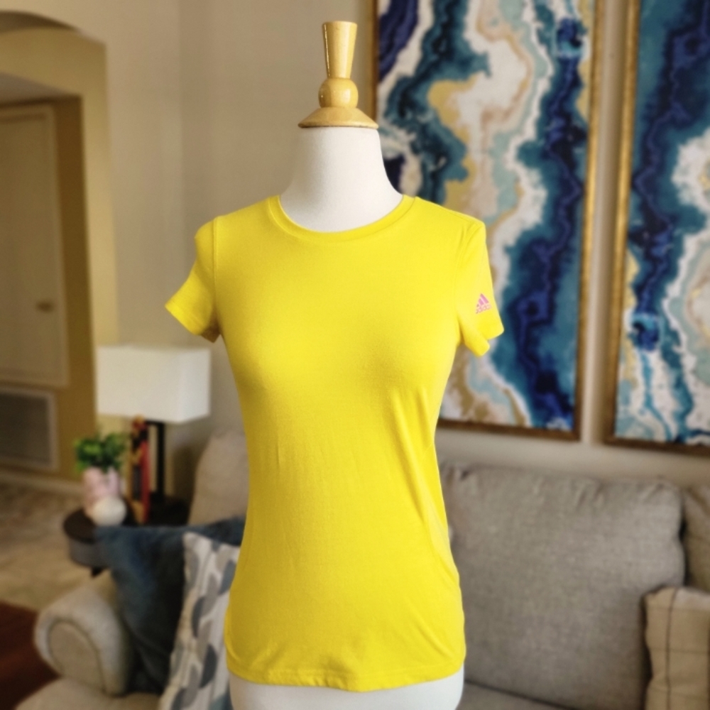 Adidas Womens Active Yellow Short Sleeve Shirt